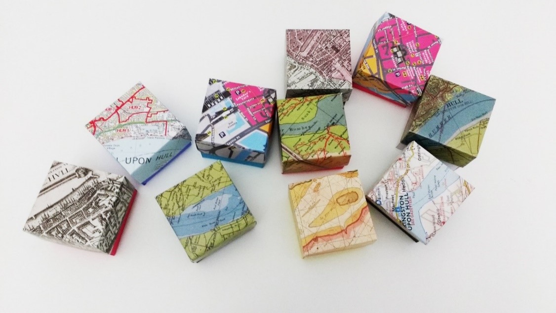 A number of colour boxes, used in a Risky Cities community workshop