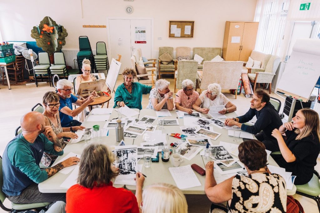 Participants in a Risky Cities creative writing workshop with Maureen Lennon